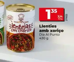 Dia DIA AL PUNTO Llenties amb xoriço oferta