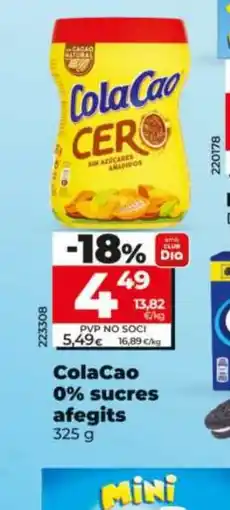 Dia COLA CAO 0% sucres afegits oferta
