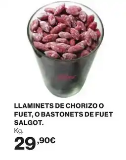 Supercor Llaminets de chorizo o fuet, o bastonets de fuet salgot oferta