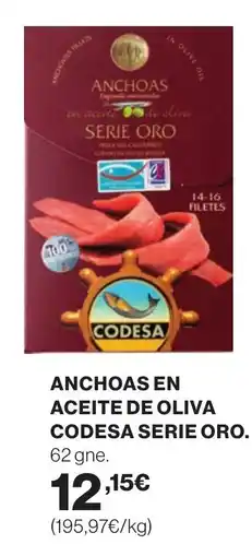 Supercor Anchoas en aceite de oliva codesa serie oro. oferta