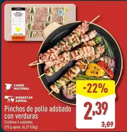 ALDI Pinchos de pollo adobado con verduras oferta
