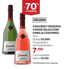 Supercor CODORNÍU Cava brut reserva o rosé selección familia oferta