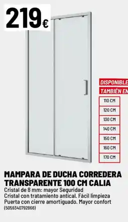 Brico Depôt Mampara de ducha corredera transparente 100 cm calia oferta