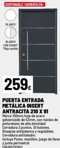 Brico Depôt Puerta entrada metálica insert antracita 210 x 91 oferta