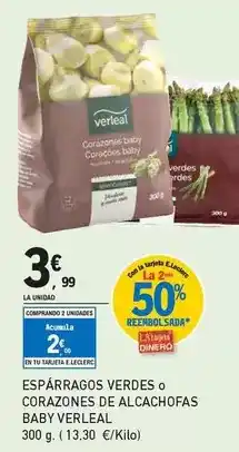 E.Leclerc Verleal - espárragos verdes o corazones de alcachofas baby oferta