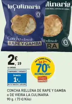 E.Leclerc La culinaria - concha rellena de rape y gamba o de vieira oferta