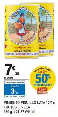 E.Leclerc J. vela - pimiento piquillo lata 12/16 frutos oferta