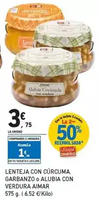 E.Leclerc Lenteja con curcuma, garbanzo o alubia con verdura aimar oferta