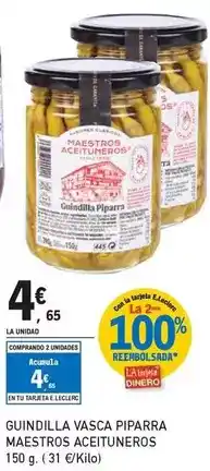 E.Leclerc Maestros aceituneros - guindilla vasca piparra oferta