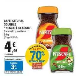 E.Leclerc Nescafé - café natural soluble classic caramelo o avellana. 95 g oferta