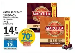 E.Leclerc Marcilla - cápsulas de café. ristretto o intenso. 50 cápsulas. 260 g oferta