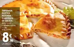 E.Leclerc Empanada rustica redonda elaborada en galica. atún, carne, o bacalao y pasas. 1,1 kg oferta
