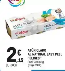E.Leclerc Ifa eliges - atún claro al natural easy peel. pack 3 x 80 g oferta