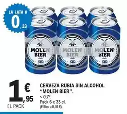 E.Leclerc Molen bier - cerveza rubia sin alcohol oferta