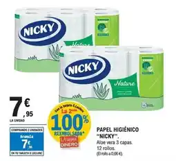 E.Leclerc Nicky - papel higiénico. aloe vera 3 capas. 12 rollos oferta