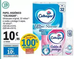 E.Leclerc Colhogar - papel higiénico. ultrasuave original, 32 rollos o cuida y protege 3 capas, 18 rollos oferta