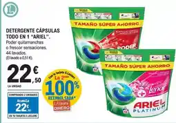 E.Leclerc Ariel - detergente cápsulas todo en 1. poder quitamanchas o frescor sensaciones. 44 lavados oferta