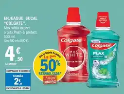 E.Leclerc Colgate - enjuague bucal. max white expert o plax fresh & protect. 500 ml oferta