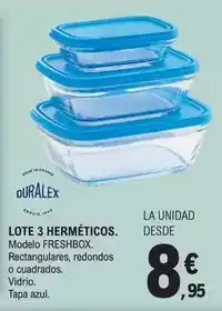 E.Leclerc Duralex - lote 3 hermeticos oferta