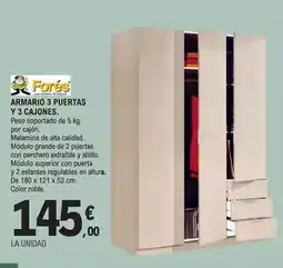 E.Leclerc Fores - armario 3 puertas y 3 cajones oferta