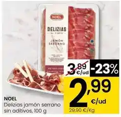 Eroski Noel - delizias jamón serrano sin aditivos, 100 g oferta