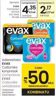 Eroski Evax - compresas normal con alas oferta