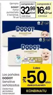 Eroski Dodot - pañal jumbotalla 3 sensitive oferta
