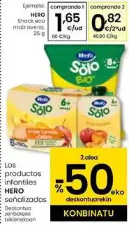 Eroski Hero - snack eco maiz avena oferta