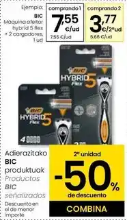 Eroski Bic - maquina afeitar hybrid 5 flex + 2 cargadores oferta