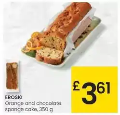 Eroski Eroski - orange and chocolate sponge cake, 350 g oferta