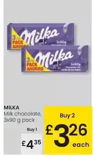 Eroski Milka - milk chocolate, 3 x 90 g pack oferta