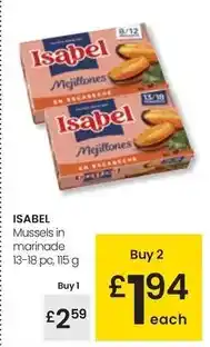Eroski Isabel - muessels in marinade 13-18 pc, 115 g oferta
