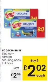 Eroski Scotch-brite - blue non-scratch scouring pads, 2 + 1 pack oferta