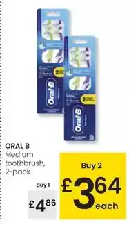Eroski Oral b - medium toothbrush, 2-pack oferta