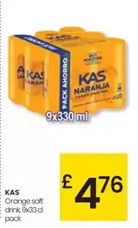 Eroski Kas - orange soft drink, 9 x 33 cl pack oferta