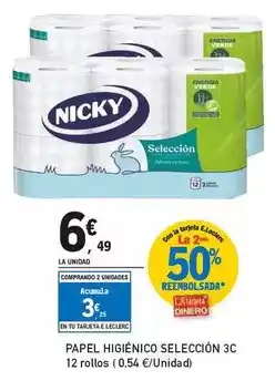 E.Leclerc Nicky - papel higiénico selección 3c oferta