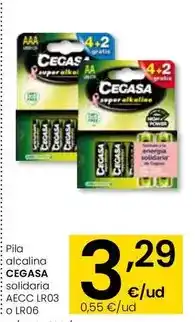 Eroski Cegasa - pila alcalina solidaria aecc lr03 o lr06 oferta