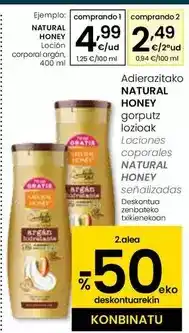 Eroski Natural honey - locion corporal argan oferta