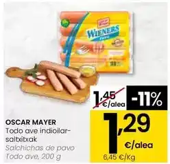 Eroski Oscar mayer - salchichas de pavo todo ave oferta