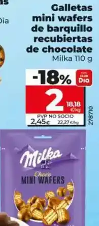 Dia Milka - galletas mini wafers de barquillo recubiertas de chocolate oferta