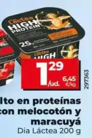 Dia Dia lactea - quark alto en proteinas con fresa/ con melcocoton y maracuya oferta