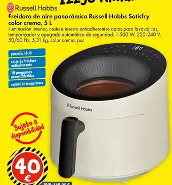 RUSSELL HOBBS Freidora de aire panorámica Satisfry color crema