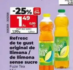 Dia FUZE TEA Refresc de te gust original de Ilimona / de llimona sense sucre oferta