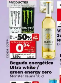 Dia MONSTER Beguda energètica Ultra white / green energy zero oferta