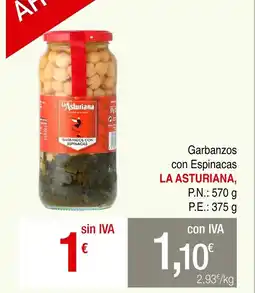 mycash profesional LA ASTURIANA Garbanzos con Espinacas oferta