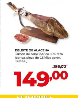 Alimerka DELEITE DE ALACENA Jamón de cebo ibérico 50% raza ibérica oferta