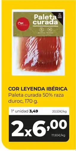 Alimerka COR LEYENDA IBÉRICA Paleta curada 50% raza duroc oferta