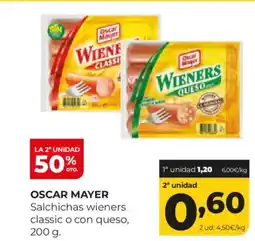 Alimerka OSCAR MAYER Salchichas wieners classic o con queso oferta