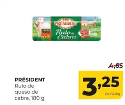 Alimerka PRÉSIDENT Rulo de queso de cabra oferta