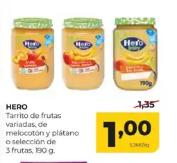 Alimerka HERO Tarrito de frutas variadas, de melocotón y plátano o selección de 3 frutas oferta